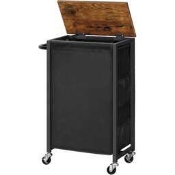 FURNOS Industrial Laundry Basket Trolley With Shelf & Wheels in Black - thumbnail 7