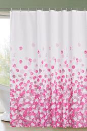 Neel Blue Pink Petals Polyester Shower Curtain, Water-Resistant Bathroom Curtains With 12 Hooks - 180x200cm - Size: 180 cm width x 180 cm drop