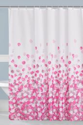 Neel Blue Pink Petals Polyester Shower Curtain, Water-Resistant Bathroom Curtains With 12 Hooks - 180x200cm - Size: 180 cm width x 180 cm drop - thumbnail 6