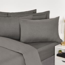 OHS 4 x Soft Polycotton Housewife Pillowcase Set in Charcoal - thumbnail 5