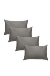 OHS 4 x Soft Polycotton Housewife Pillowcase Set in Charcoal