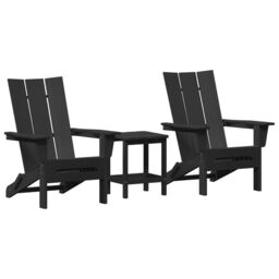Berkfield Home 3 Piece Garden Lounge Set Black HDPE - thumbnail 2