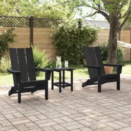 Berkfield Home 3 Piece Garden Lounge Set Black HDPE - thumbnail 4