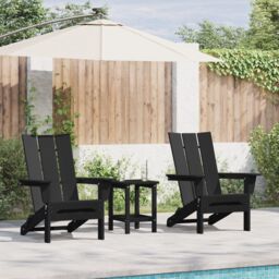Berkfield Home 3 Piece Garden Lounge Set Black HDPE - thumbnail 1