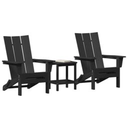 Berkfield Home 3 Piece Garden Lounge Set Black HDPE - thumbnail 3