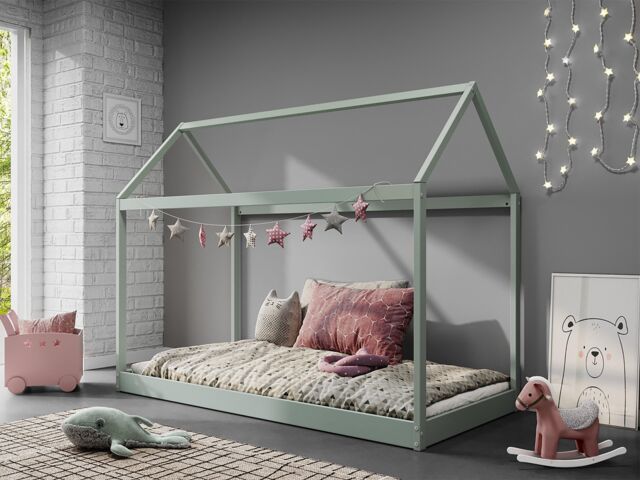Home Detail Taylor Wooden Kids Montessori House Bed in Green - Size: Single - image 1