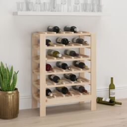 Berkfield Home Wine Rack 61.5x30x82 cm Solid Wood Pine in Brown - thumbnail 1