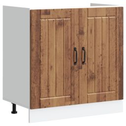 Berkfield Home Kitchen Cabinet 'Lucca' with Double Basins - Old Wood, Engineered Wood in Brown - thumbnail 4