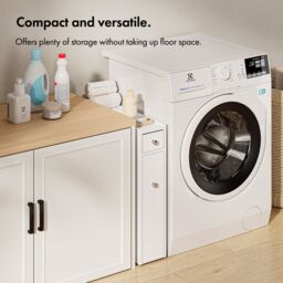 VonHaus Freestanding Shaker Style Slimline Bathroom Storage Unit in White - thumbnail 6