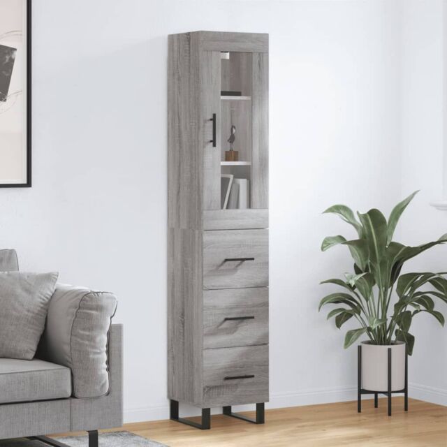 Berkfield Home Highboard Grey Sonoma 34.5x34x180 cm Engineered Wood - image 1