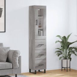 Berkfield Home Highboard Grey Sonoma 34.5x34x180 cm Engineered Wood - thumbnail 1
