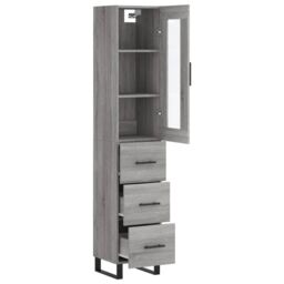 Berkfield Home Highboard Grey Sonoma 34.5x34x180 cm Engineered Wood - thumbnail 4