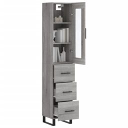 Berkfield Home Highboard Grey Sonoma 34.5x34x180 cm Engineered Wood - thumbnail 3