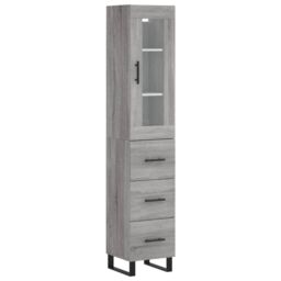 Berkfield Home Highboard Grey Sonoma 34.5x34x180 cm Engineered Wood - thumbnail 2