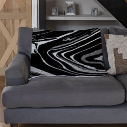 Benjamin Tate Design Black Marbled Paint Blanket in Natural - Size: 120 cm x 150 cm - thumbnail 2