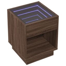 Berkfield Home Coffee Table with Infinity LED Brown Oak 40x40x50 cm - Size: 40 x 40 x 50 cm - thumbnail 3