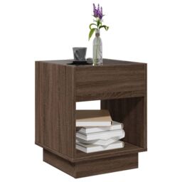 Berkfield Home Coffee Table with Infinity LED Brown Oak 40x40x50 cm - Size: 40 x 40 x 50 cm - thumbnail 5