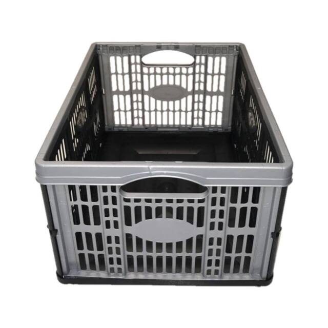 Nordara Pack of 5 Plastic Fold Flat Stackable Storage Folding Crates Boxes 32L in Grey - image 1