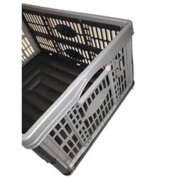 Nordara Pack of 5 Plastic Fold Flat Stackable Storage Folding Crates Boxes 32L in Grey - thumbnail 4