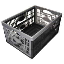 Nordara Pack of 5 Plastic Fold Flat Stackable Storage Folding Crates Boxes 32L in Grey - thumbnail 5
