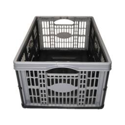 Nordara Pack of 5 Plastic Fold Flat Stackable Storage Folding Crates Boxes 32L in Grey - thumbnail 1