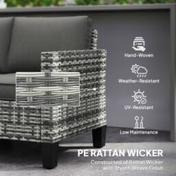 OUTSUNNY Rattan Sofa with Cushions, 2 Seater Garden Furniture in Light Grey - thumbnail 6