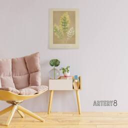 "Artery8 Vintage Botanical Dusty Miller Leaves Fawcett Canvas Wall Art in Beige - Size: W18"" x H24""" - thumbnail 3