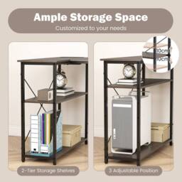 Costway L-shaped Computer Desk w/Power Outlet Workstation w/Reversible Shelves in Grey - thumbnail 5