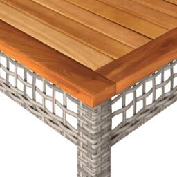 Berkfield Home Garden Table Grey 140x80x75 cm Poly Rattan Acacia Wood - Size: 140 x 80 x 75 cm - thumbnail 7