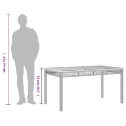 Berkfield Home Garden Table Grey 140x80x75 cm Poly Rattan Acacia Wood - Size: 140 x 80 x 75 cm - thumbnail 9