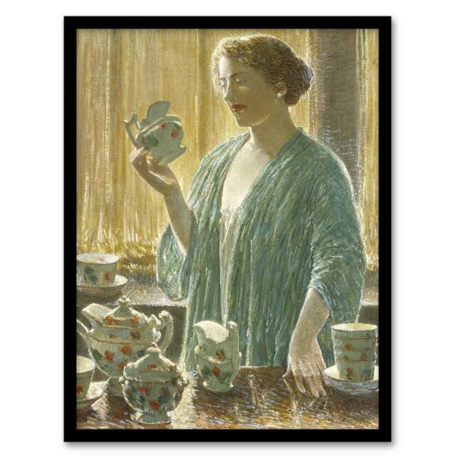 Artery8 Strawberry Tea Set Domestic Scene Hassam Framed Wall Art Print - Size: A4 - image 1