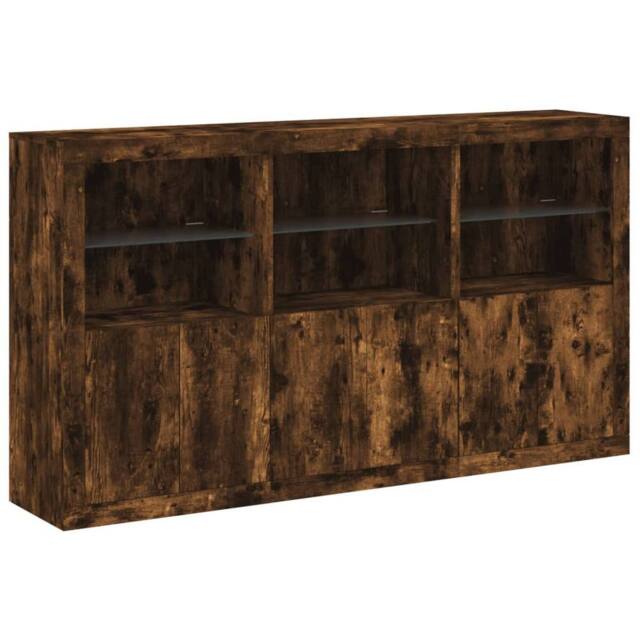 Berkfield Home Sideboard with LED Lights Smoked Oak 181.5x37x100 cm in Brown - image 1