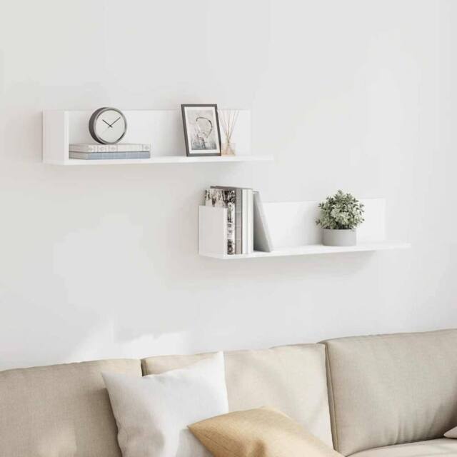 Berkfield Home Decorative Wall Shelves 2 pcs White 75x16.5x16.5 cm Engineered Wood - image 1