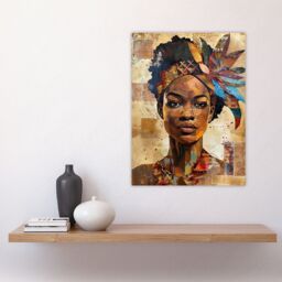 "Artery8 African Woman in Traditional Headdress Portrait Wall Art Print in Brown - Size: W12"" x H16""" - thumbnail 4