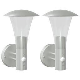 Berkfield Home Outdoor Wall Lights with Sensors 2pcs Silver Stainless Steel - thumbnail 2