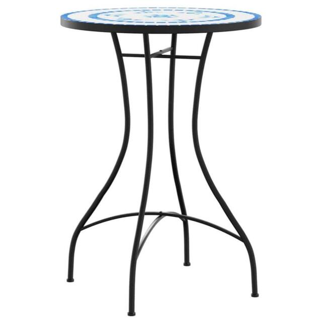 Berkfield Home Mosaic Bistro Set Blue & White Iron & Ceramic - image 1