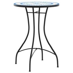 Berkfield Home Mosaic Bistro Set Blue & White Iron & Ceramic - thumbnail 1