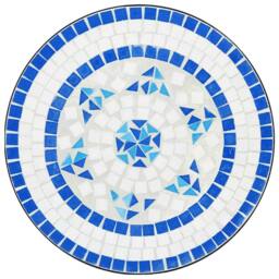 Berkfield Home Mosaic Bistro Set Blue & White Iron & Ceramic - thumbnail 6