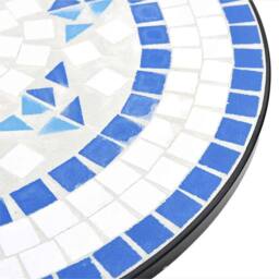 Berkfield Home Mosaic Bistro Set Blue & White Iron & Ceramic - thumbnail 7
