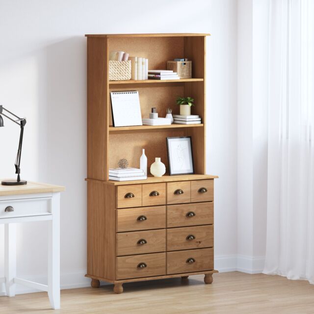 Berkfield Home Hutch 'ASKIM'Honey Brown 91x40x183 cm Solid Wood Pine - Size: 91 x 40 x 183 cm - image 1