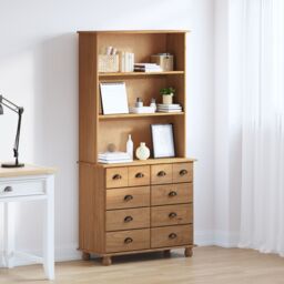 Berkfield Home Hutch 'ASKIM'Honey Brown 91x40x183 cm Solid Wood Pine - Size: 91 x 40 x 183 cm - thumbnail 1