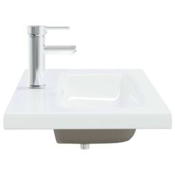 Berkfield Home Built-in Basin with Faucet 81x39x18 cm Ceramic White - Size: 81 x 39 x 18 cm - thumbnail 4