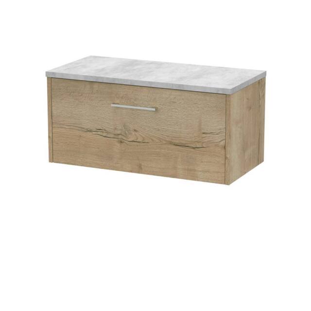 Balterley Winshill Contemporary 1 Drawer Wall Hung Vanity Unit, Light Oak, 800mm in Brown - image 1