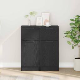 Berkfield Home Stylish Black Oak Sideboard 30x30x70 cm MDF - Size: 30 x 30 x 70 cm - thumbnail 4