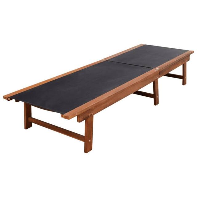 Berkfield Home Sun Loungers 2 pcs with Table Solid Acacia Wood & Textilene in Brown - image 1