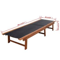 Berkfield Home Sun Loungers 2 pcs with Table Solid Acacia Wood & Textilene in Brown - thumbnail 9