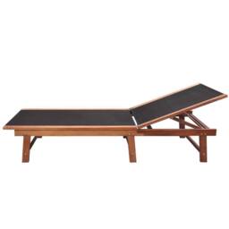 Berkfield Home Sun Loungers 2 pcs with Table Solid Acacia Wood & Textilene in Brown - thumbnail 4