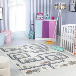 Livabliss Lilian - Kids Beige Grey Orange Blue Washable Rug for Children's Rooms - Size: 80 cm x 150 cm - thumbnail 8