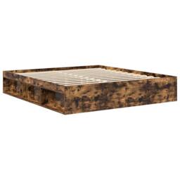 Berkfield Home Bed Frame Smoked Oak 200x200 cm in Brown - thumbnail 7