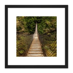 Artery8 Delso Lynn Canyon Suspension Bridge Canada Photo 8X8 Inch Square Wooden Framed Wall Art Print Picture with Mount in Black - thumbnail 1